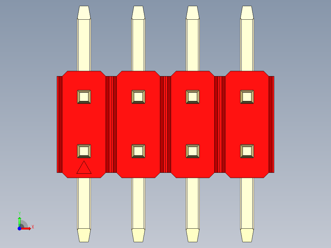 彩色公排针 100mil 2.54mm 系列-DS1022_red_08p_100mil_TypeSMT_rev1.0前视图