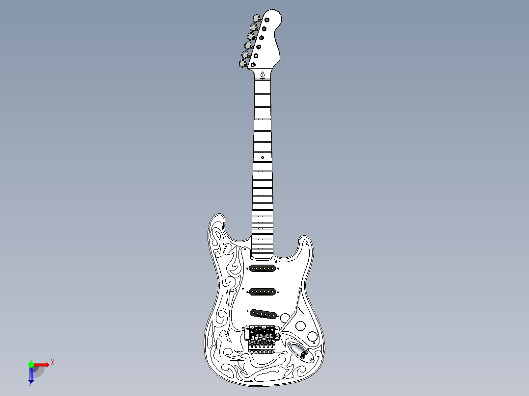 雕刻的电吉他1俯视图