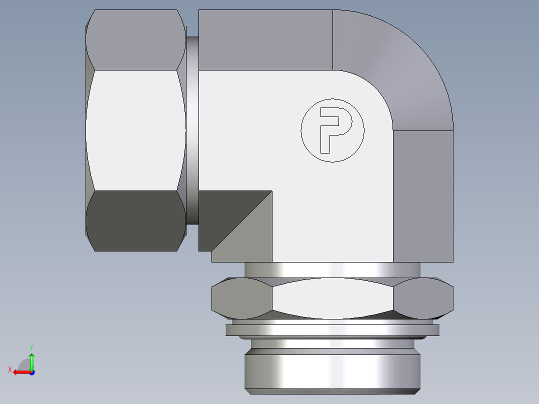 卡套式工业通用硬管接头EO_Adjustable_Locknut_elbow_WEE35LMCF后视图