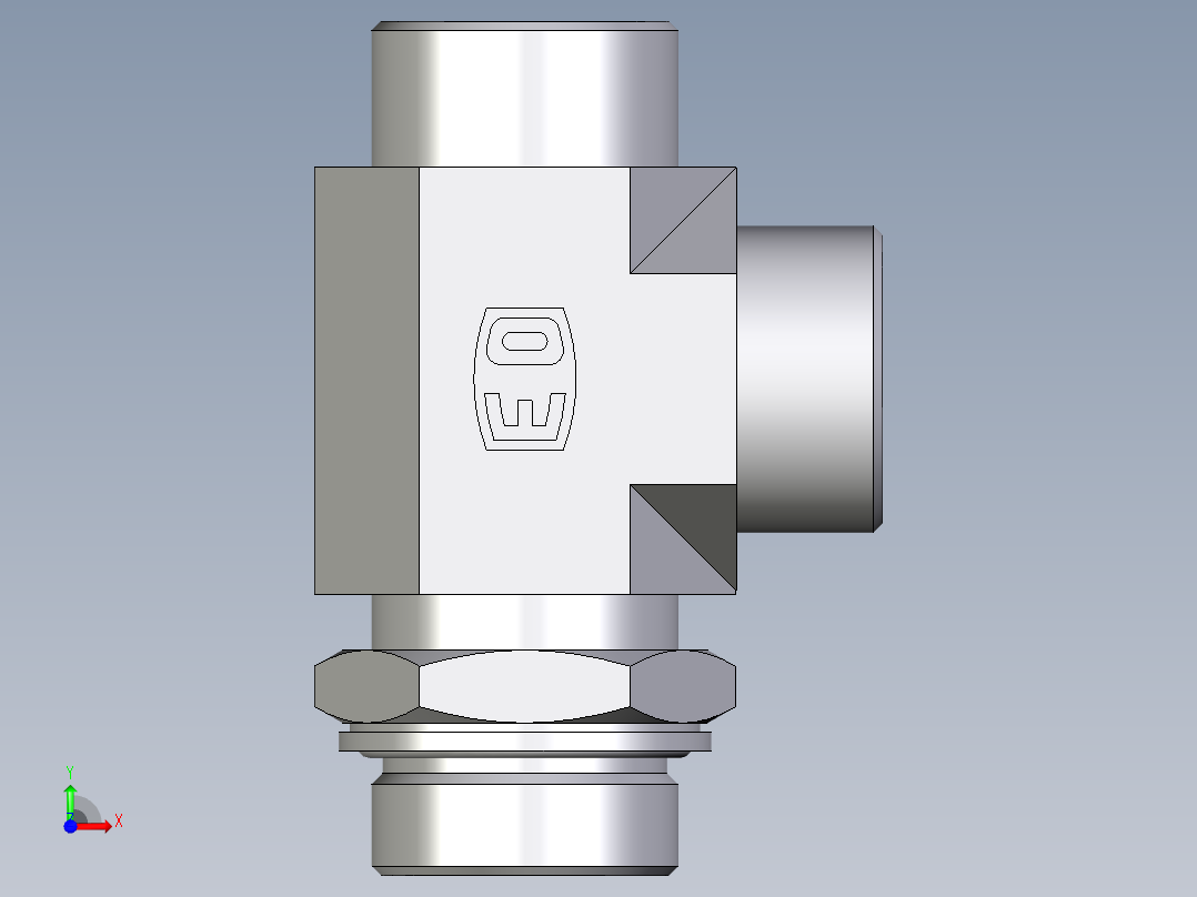 卡套式工业通用硬管接头EO_Adjustable_locknut_run_tee_LEE30SMOMDCF前视图
