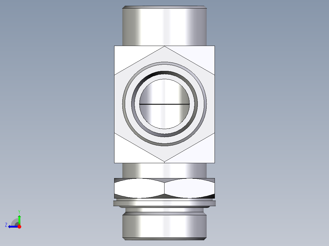 卡套式工业通用硬管接头EO_Adjustable_locknut_run_tee_LEE30SMOMDCF右视图