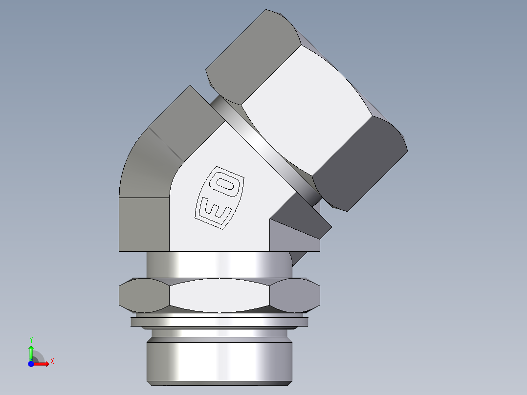 卡套式工业通用硬管接头EO_Adjustable_locknut_45_deg_elbow_VEE30ZSMCF前视图