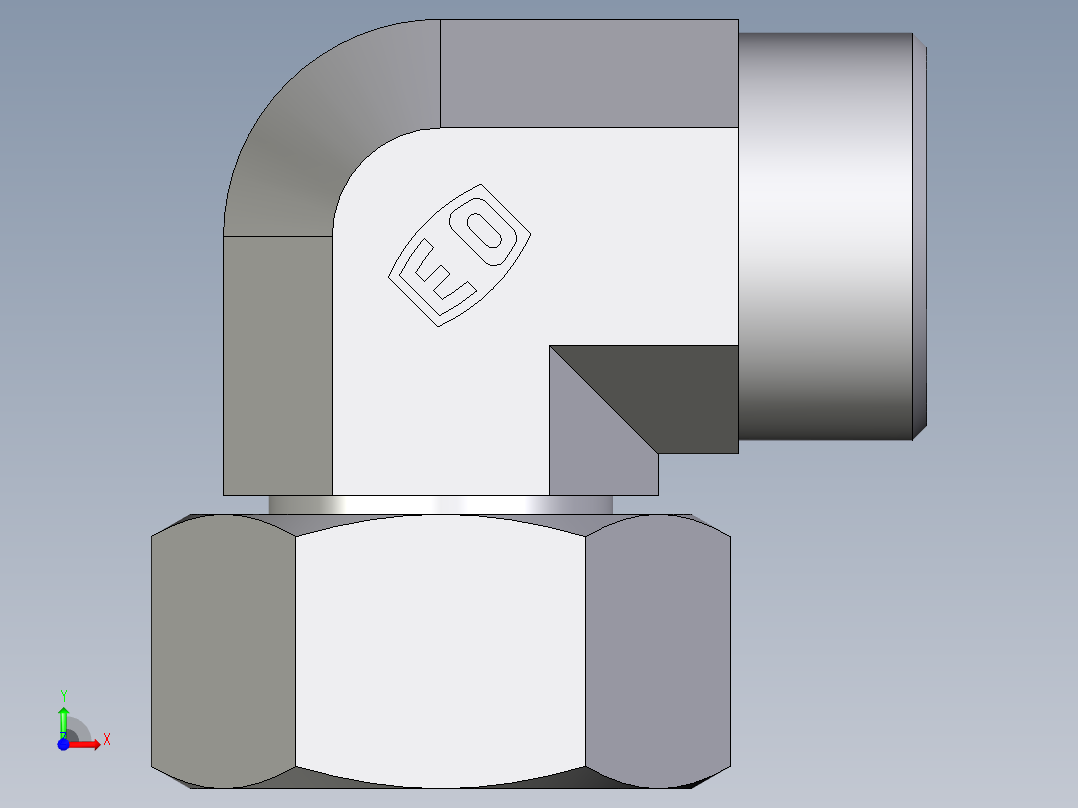 卡套式工业通用硬管接头EO_Swivel_nut_elbow_EW18LOMDCF前视图