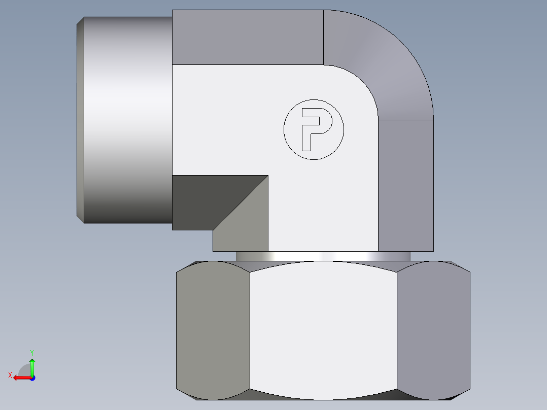 卡套式工业通用硬管接头EO_Swivel_nut_elbow_EW18LOMDCF后视图