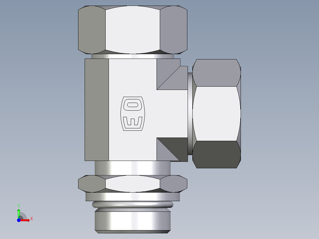 卡套式工业通用硬管接头EO_Adjustable_locknut_run_tee_LEE28ZLMORCF前视图