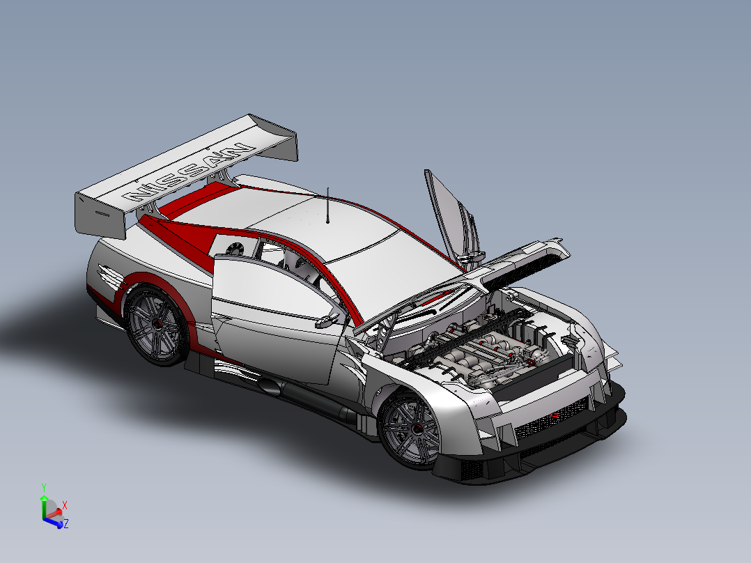 一款solidworks版本<span style='color: red'>Nissan</span>炫酷<span style='color: red'>跑车</span>