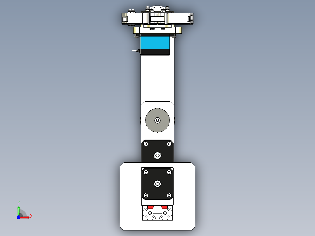 V型槽铝型材嵌入式线性导轨单连杆scara平面机器人3D图纸 STP格式前视图