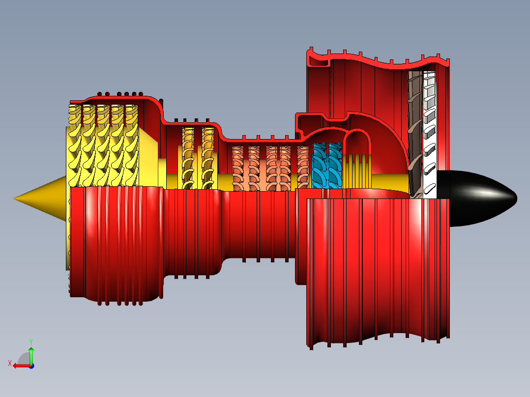 燃气轮机设计的概念模型---模型格式为 inventor后视图
