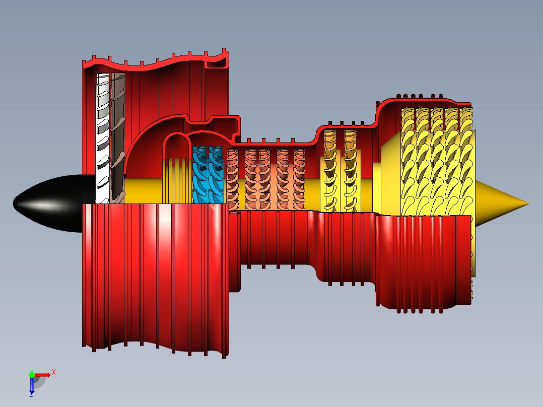 燃气轮机设计的概念模型---模型格式为 inventor俯视图