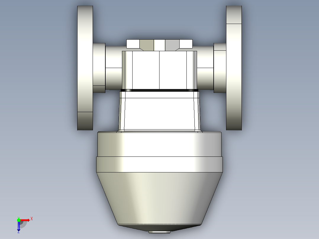 11DKMOACCP NC 气动隔膜阀，常闭，固定法兰，钻孔ANSI B16.5条款150 FF。面对面根据EN 558-1 PVC-C俯视图