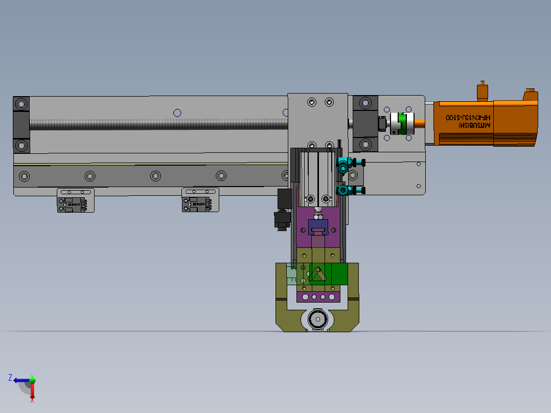 单气缸驱动双边夹紧取放料两轴机械手前视图