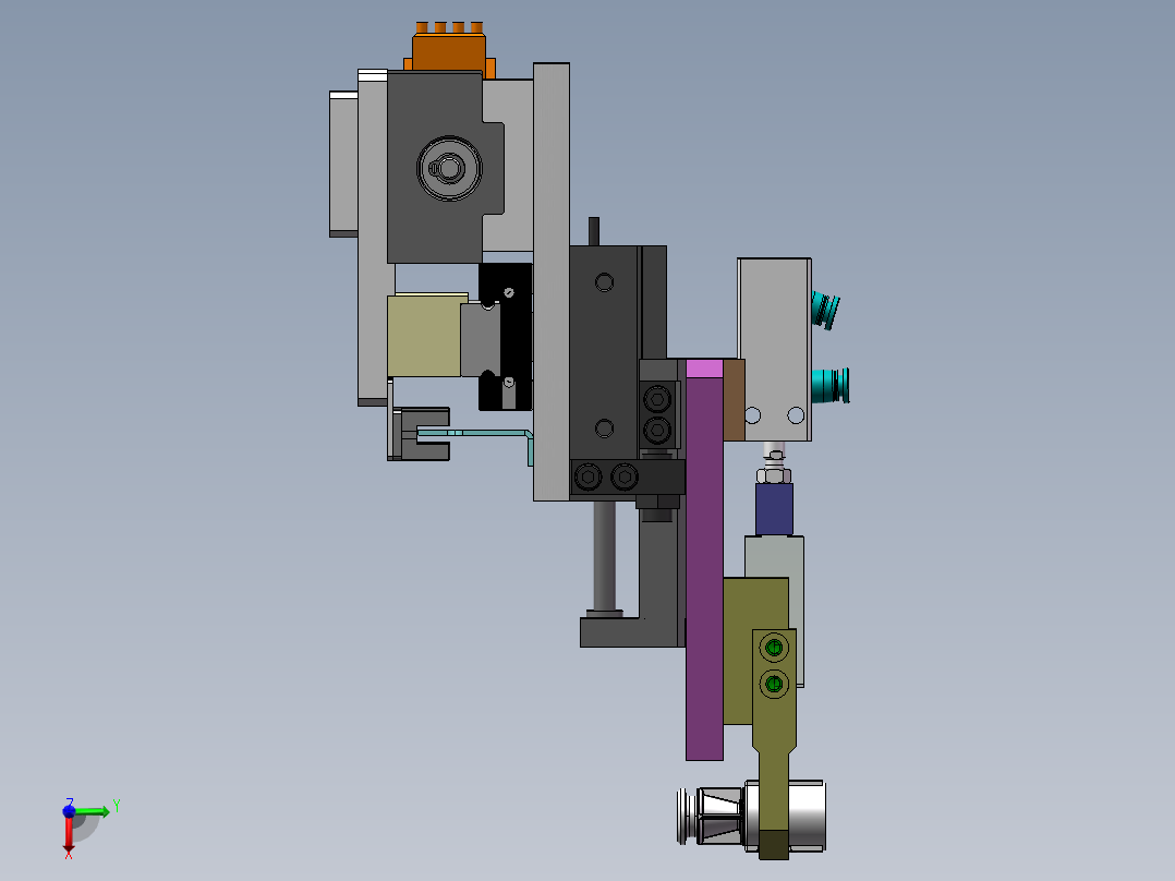 单气缸驱动双边夹紧取放料两轴机械手左视图