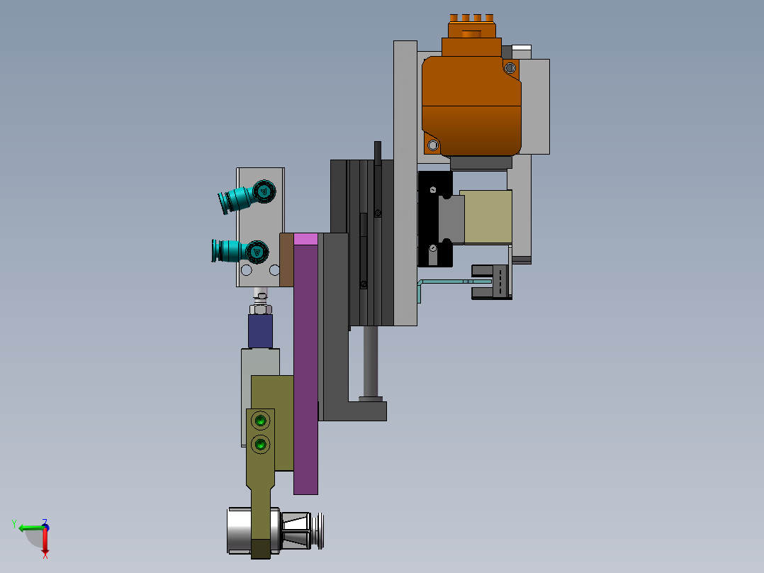 单气缸驱动双边夹紧取放料两轴机械手右视图