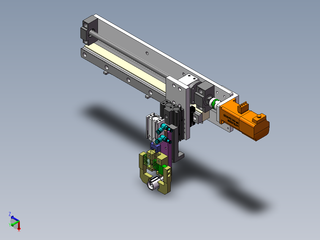 单气缸驱动双边夹紧取放料两轴机械手正等轴测图