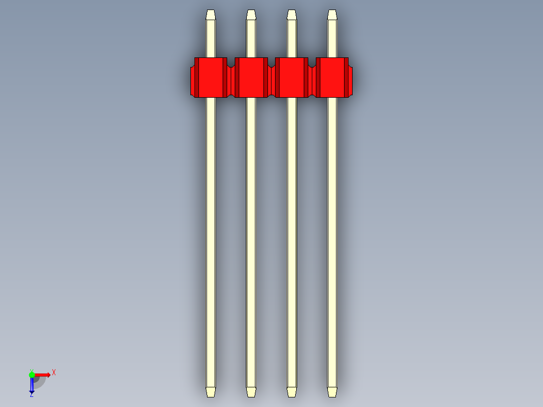 彩色公头100mil（2.54mm）系列-DS1021_red_1x04p_100mil_Type19_rev1.0俯视图