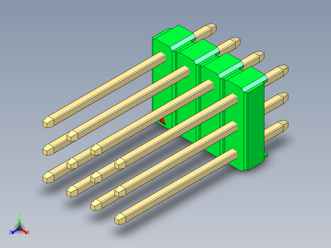 彩色公头100mil（2.54mm）系列-DS1021_green_3x04p_100mil_Type5_rev1.0