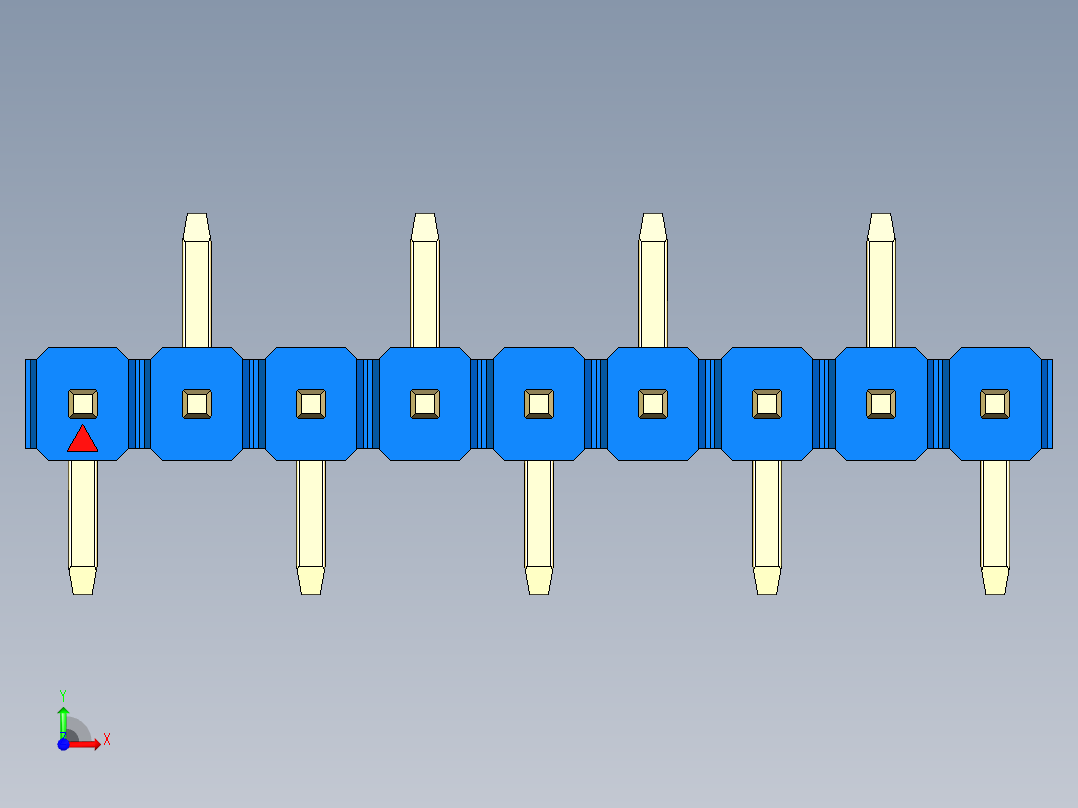 彩色公排针 100mil 2.54mm 系列-DS1022_blue_09p_100mil_Type_SMT_R2_rev1.0前视图