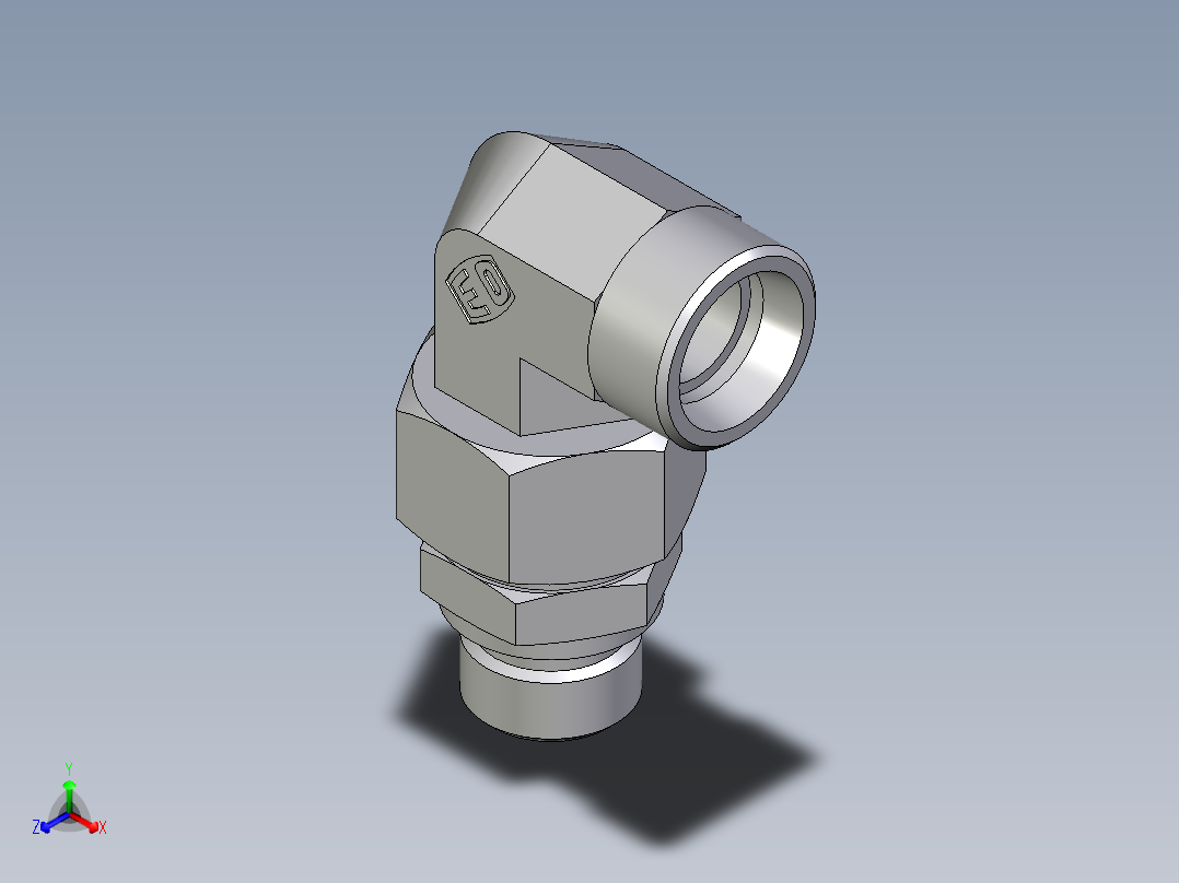 卡套式工业通用硬管接头EO_Assembled_adjustable_standpipe_elbow_EVW18LROMD71正等轴测图