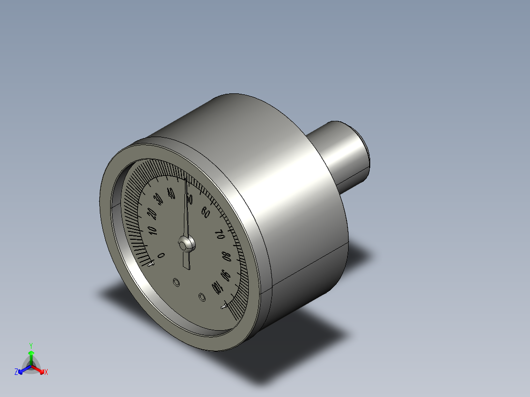 压力表+0-100,+025+in+NPT,+静态模型正等轴测图