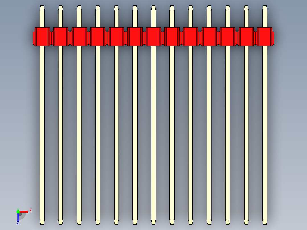 彩色公头100mil（2.54mm）系列-DS1021_red_2x13p_100mil_Type43_rev1.0俯视图