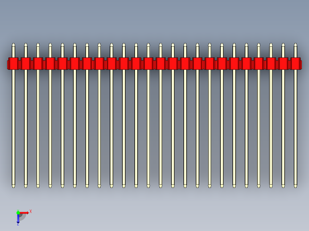 彩色公头100mil（2.54mm）系列-DS1021_red_2x24p_100mil_Type43_rev1.0俯视图