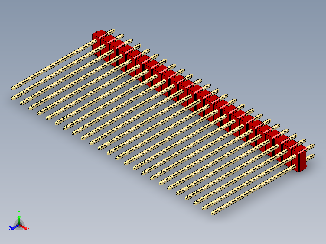 彩色公头100mil（2.54mm）系列-DS1021_red_2x24p_100mil_Type43_rev1.0正等轴测图