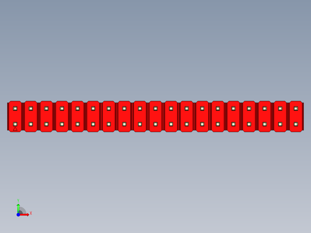 彩色公头100mil（2.54mm）系列-DS1021_red_2x19p_100mil_Type1_rev1.0前视图