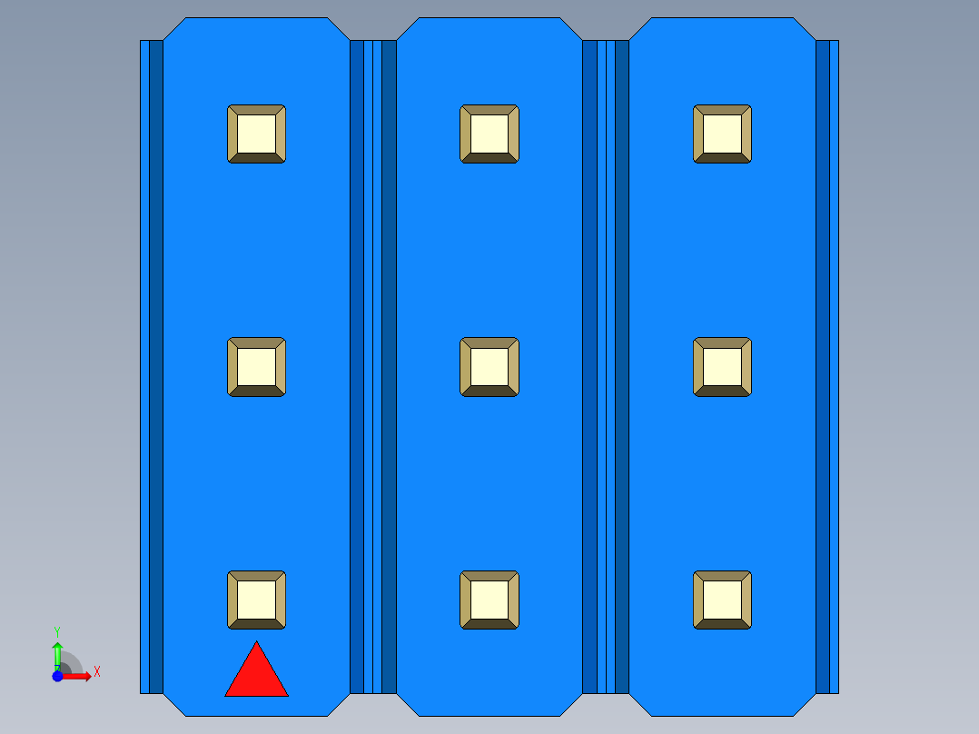 彩色公头100mil（2.54mm）系列-DS1021_blue_3x03p_100mil_Type19_rev1.0前视图