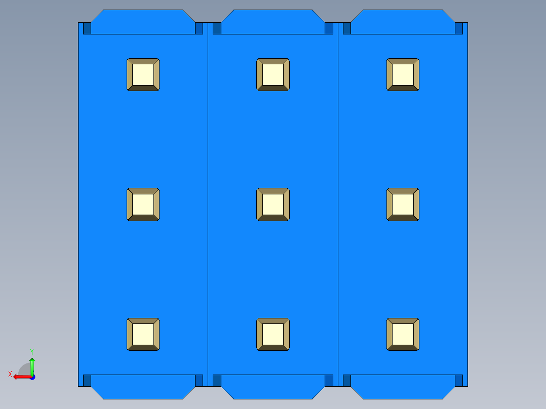 彩色公头100mil（2.54mm）系列-DS1021_blue_3x03p_100mil_Type19_rev1.0后视图