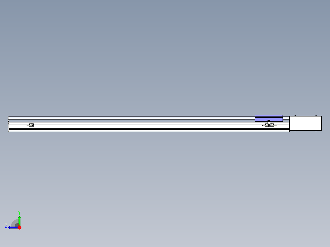 同步带滑台-半封闭B17H-L50-S1350-R-P75-D3右视图