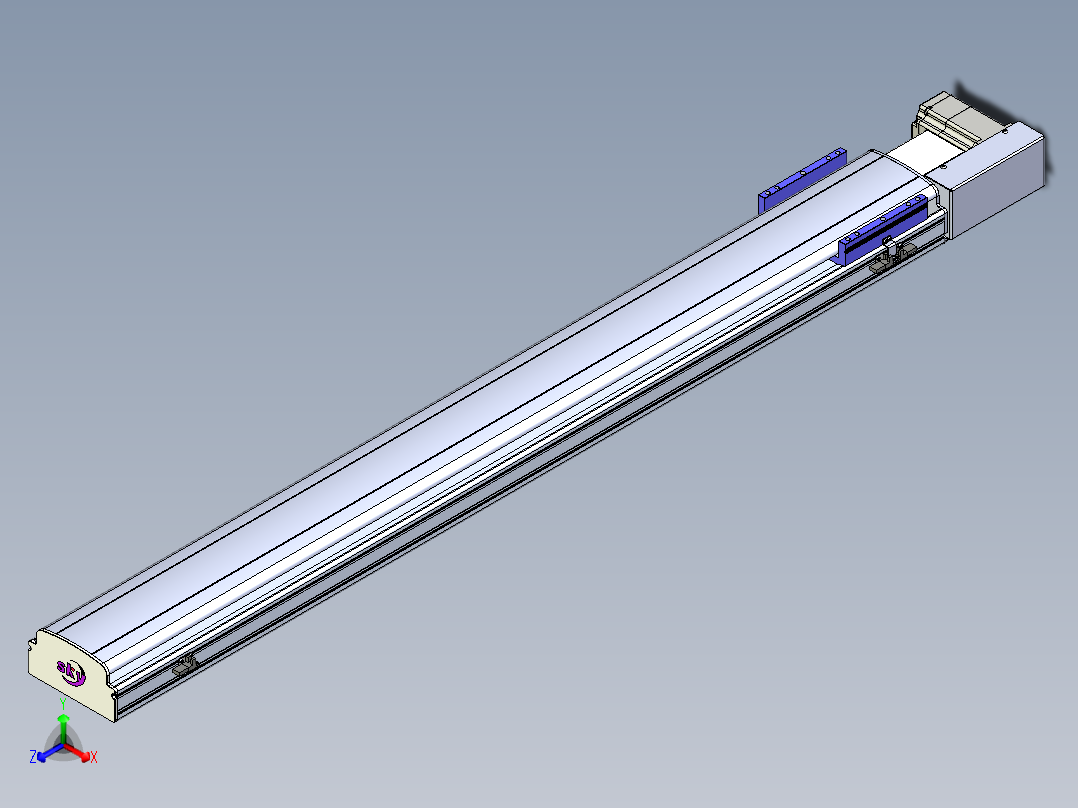 同步带滑台-半封闭B17H-L50-S1350-R-P75-D3正等轴测图