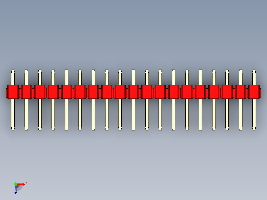 彩色公头100mil（2.54mm）系列-DS1021_red_1x19p_100mil_Type1_rev1.0俯视图