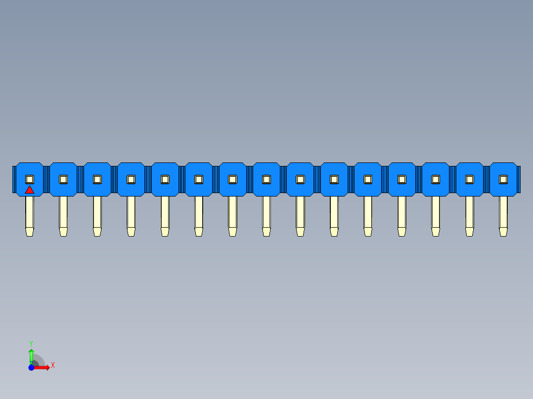 彩色公排针 100mil 2.54mm 系列-DS1022_blue_1x15p_100mil_TypeD_rev1.0前视图