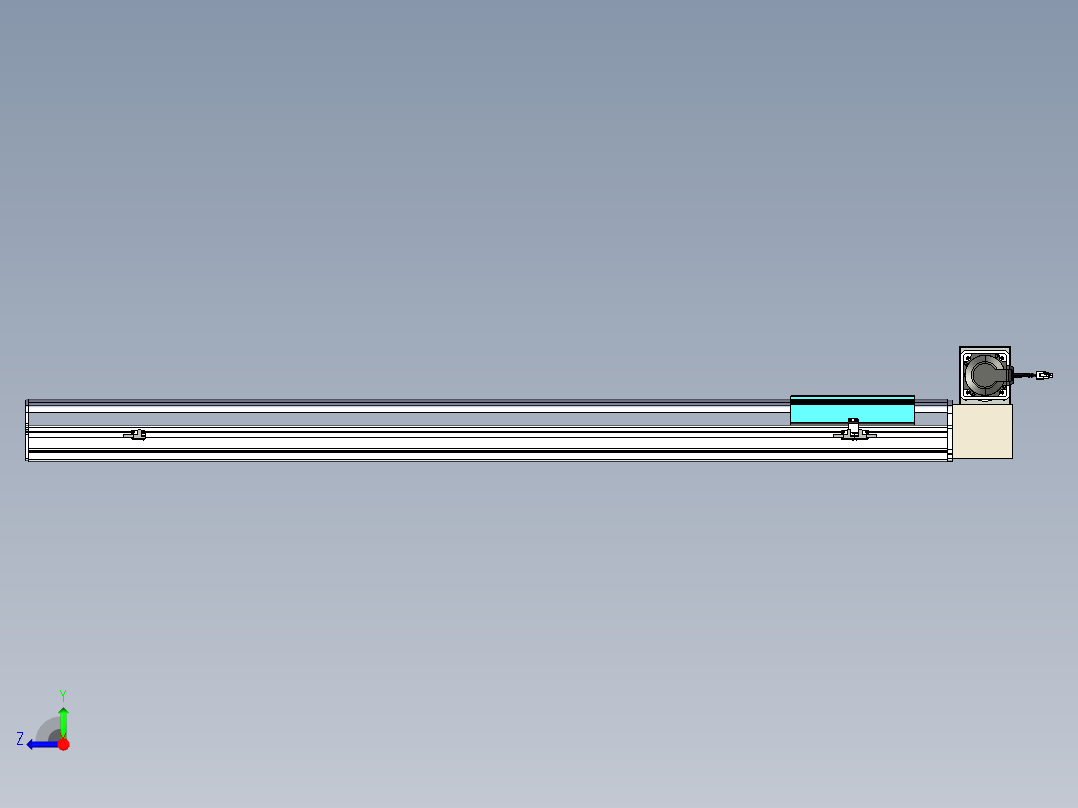 同步带滑台-半封闭B22H-L100-C-S1300-LU-P75-D3-N5右视图