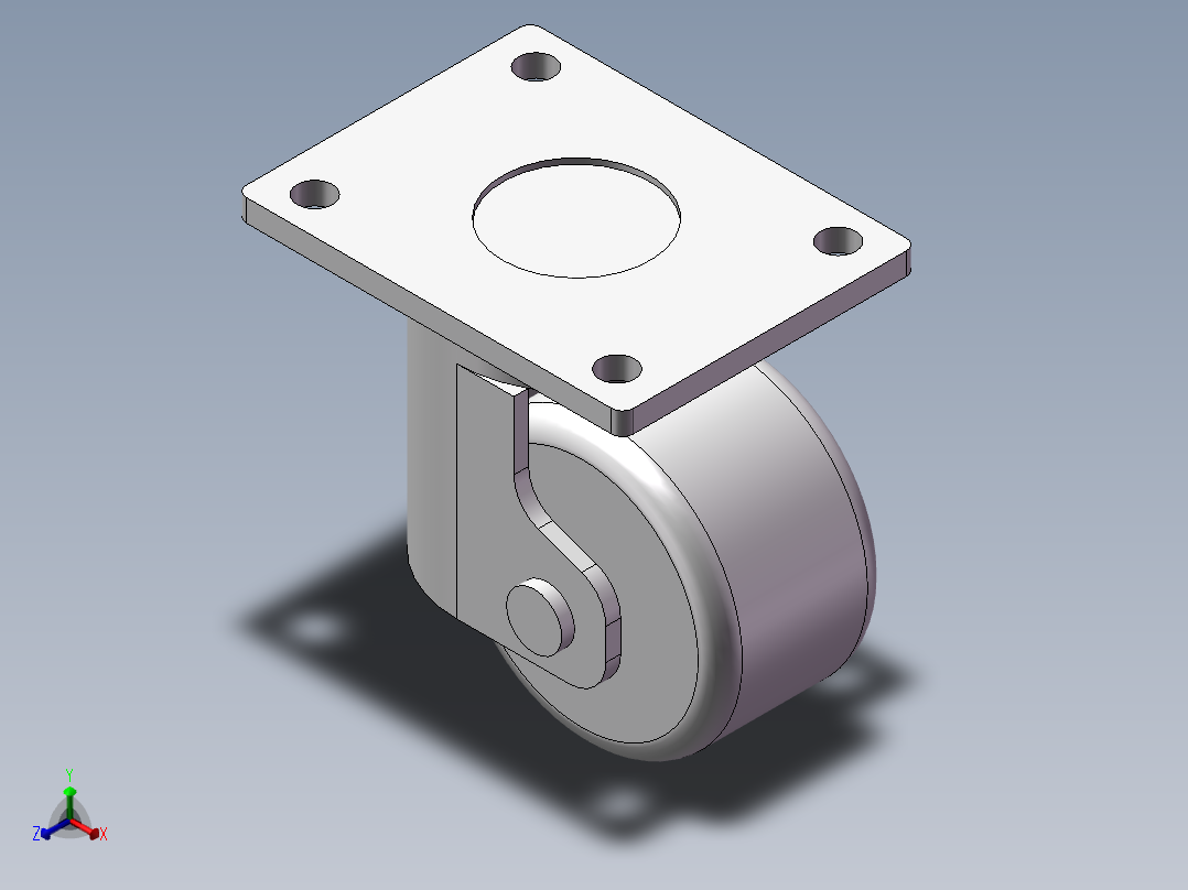 地脚轮60-82-M8（重载）正等轴测图