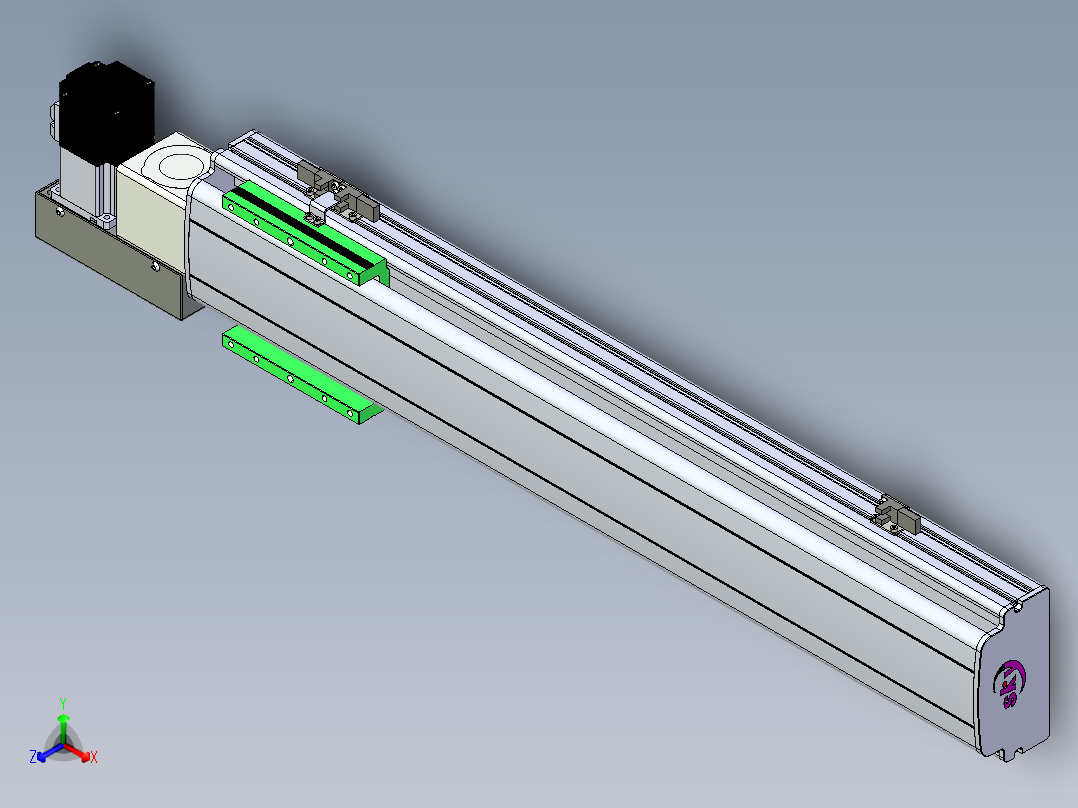 同步带滑台-半封闭B13H-L45-S550-L-P40-D3正等轴测图