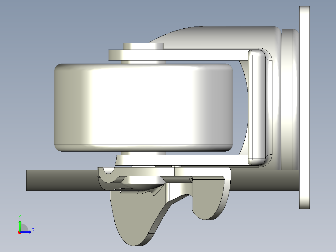 輕荷重腳輪(400N)5582-3D多系列多零件图纸模型左视图