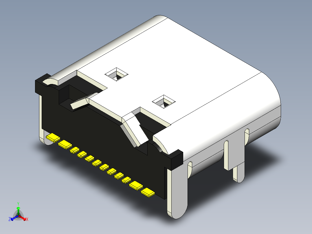 12针USB tpye C口详细模型正等轴测图