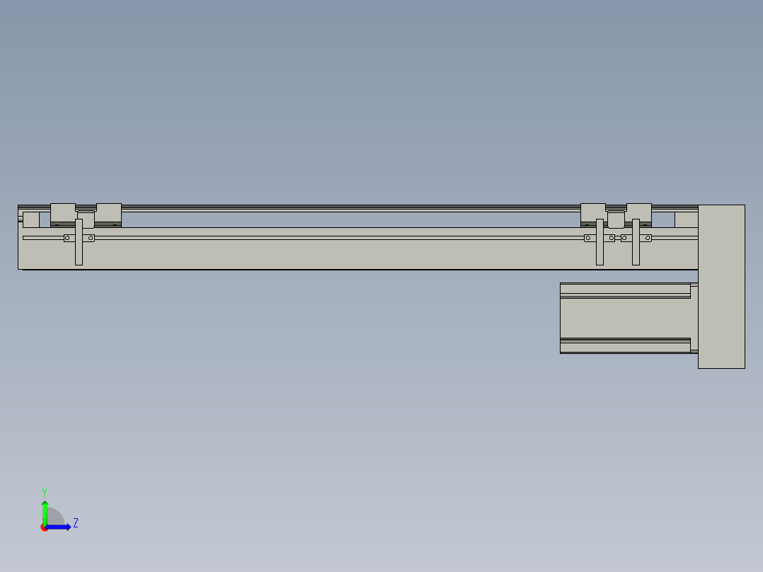 直线模组LHA6-S450-D-200W(16丝杆)设计图纸左视图