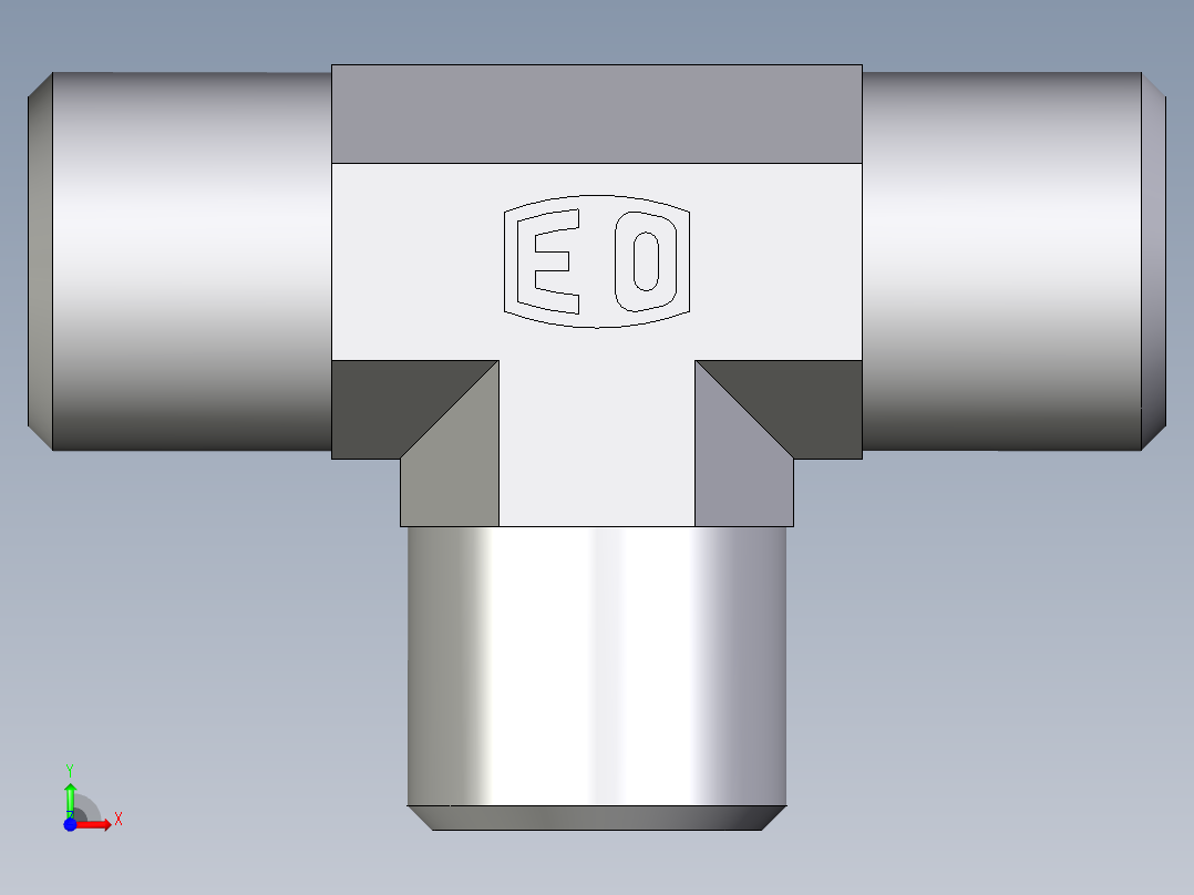 卡套式工业通用硬管接头EO_Union_tee_T06LL71X前视图