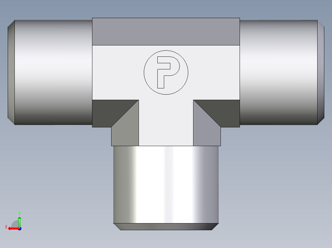 卡套式工业通用硬管接头EO_Union_tee_T06LL71X后视图