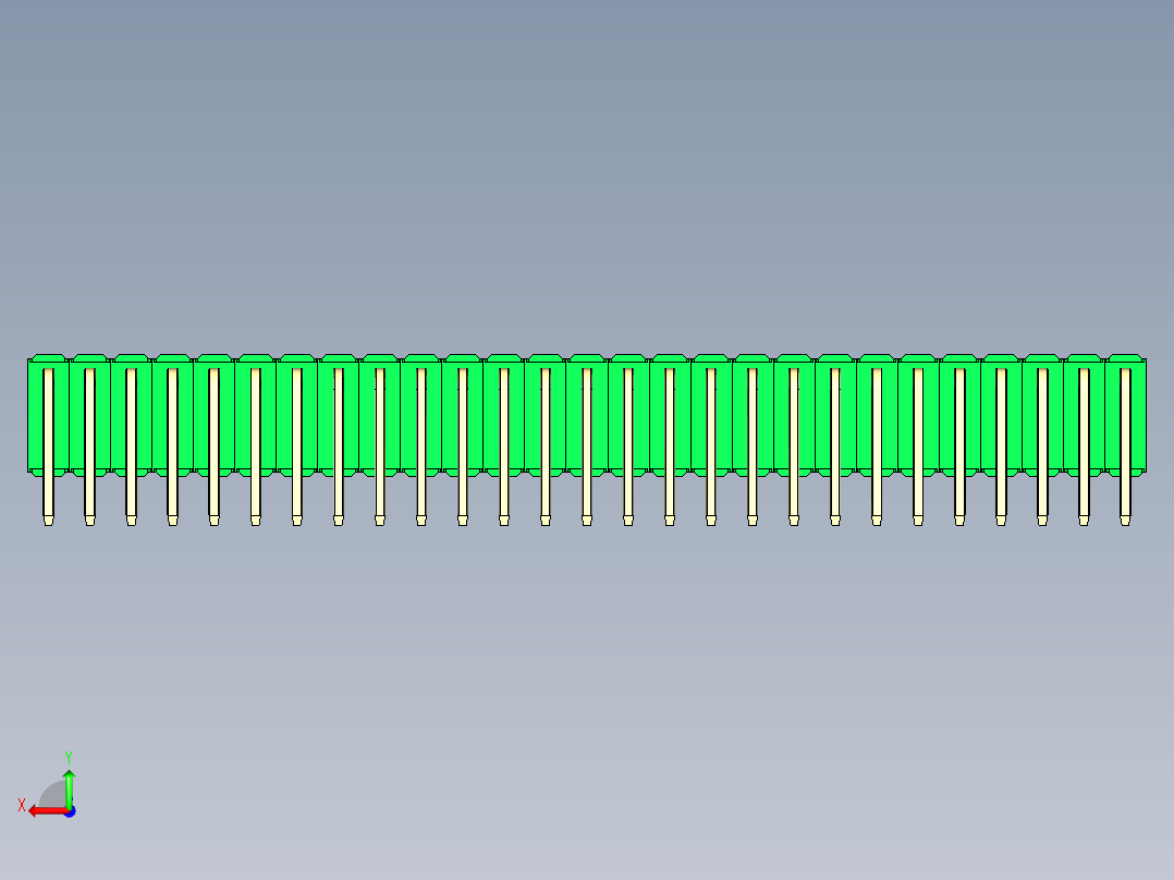 彩色公排针 100mil 2.54mm 系列-DS1022_green_3x27p_100mil_TypeD_rev1.0后视图