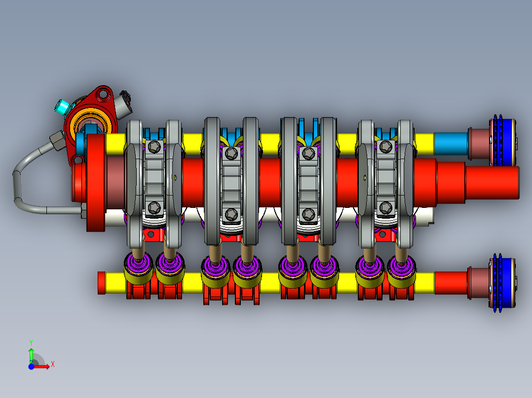 小型四缸发动机前视图