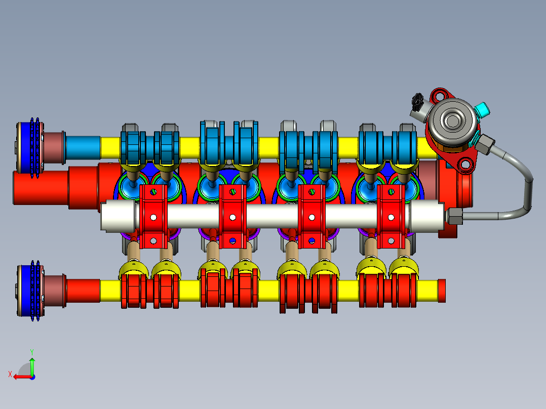 小型四缸发动机后视图