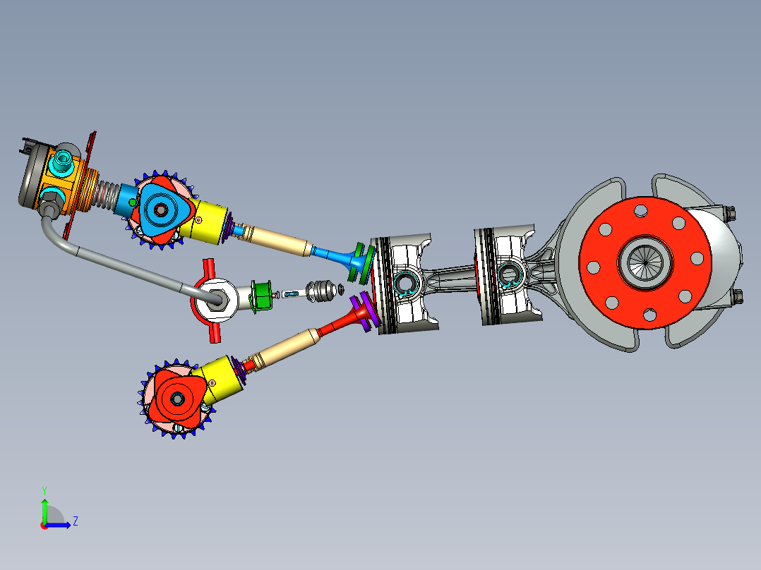 小型四缸发动机左视图