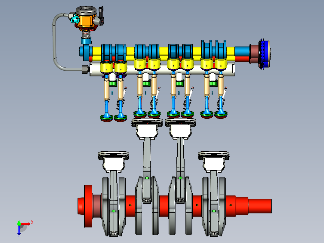 小型四缸发动机俯视图