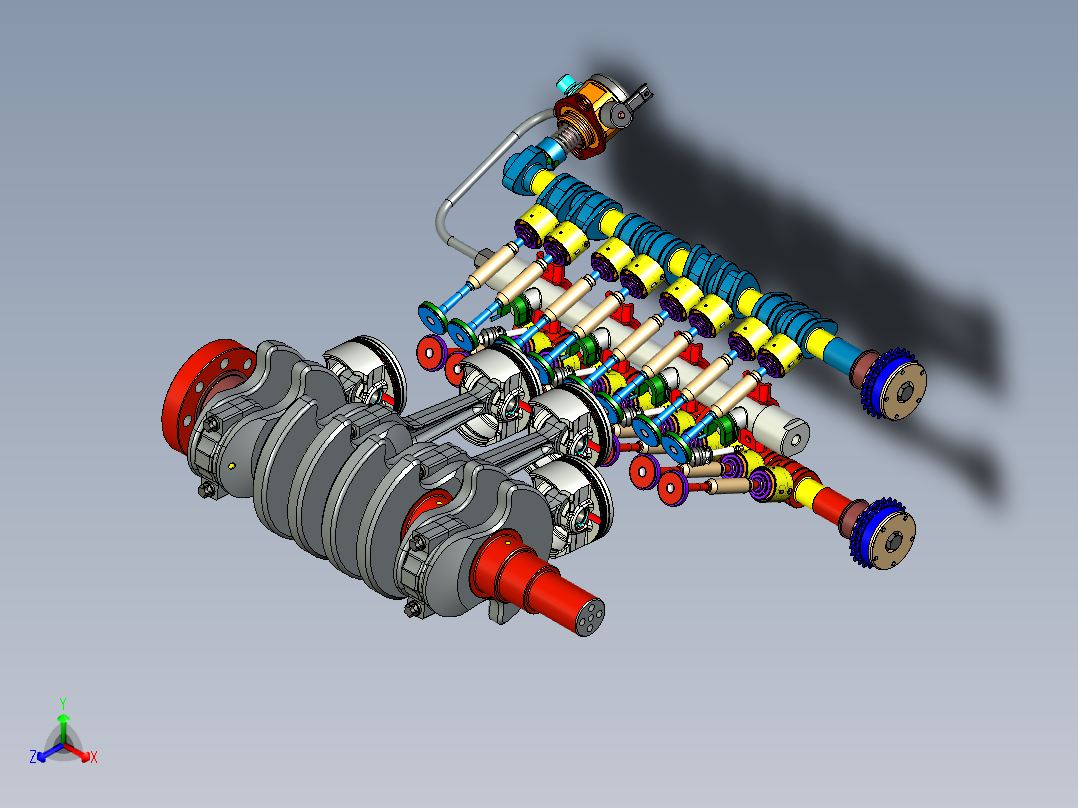 小型四缸发动机正等轴测图