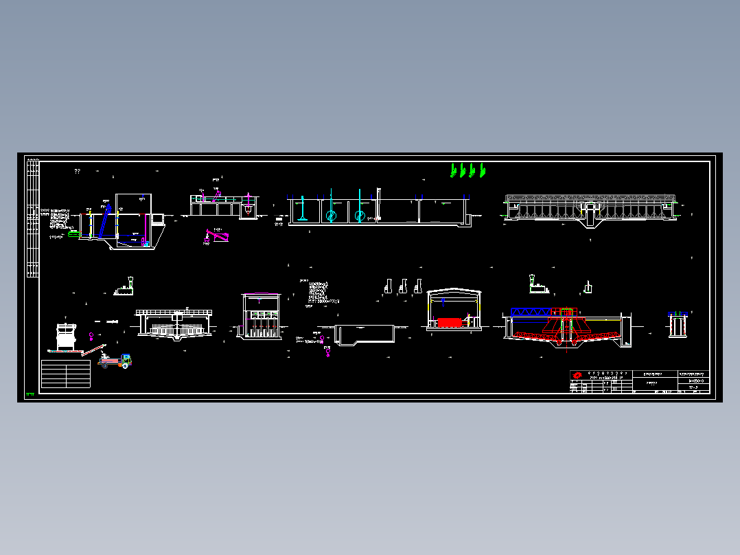 50000方城镇污水A2O工艺平面布置图及高程图