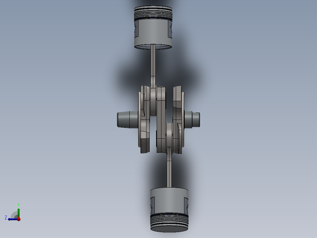 摩托车曲轴活塞右视图