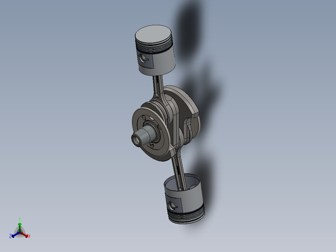 摩托车曲轴活塞正等轴测图